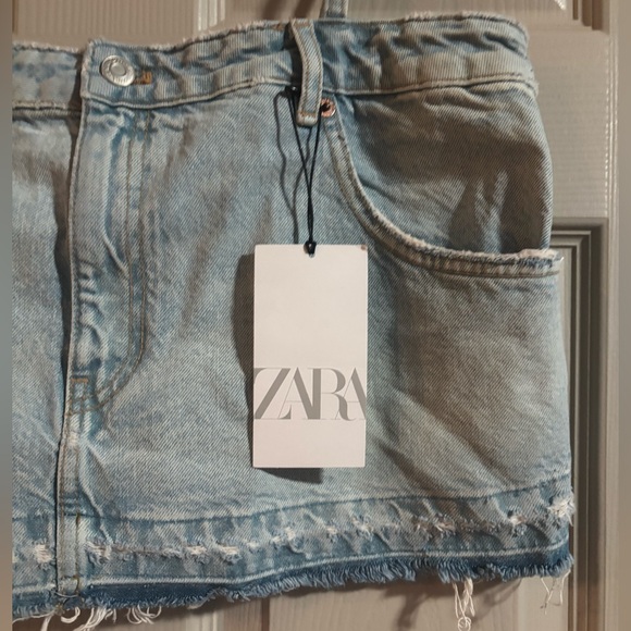 Zara Trf Denim Skirt Effect Crop Top - Picture 8 of 9